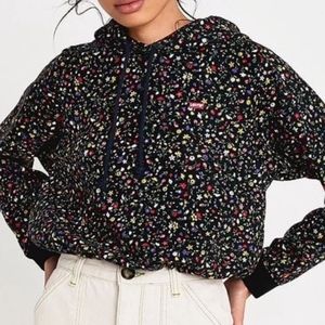 LEVI’S Floral Print Cinched Crop Pullover Hoodie size Medium